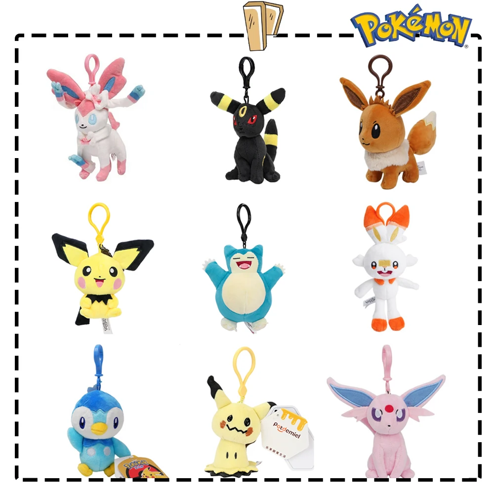 Pokemon mimikyu sylveon pingente brinquedo de pelúcia piplup scorbunny kawaii saco escolar mochila pingente chaveiro boneca presente aniversário