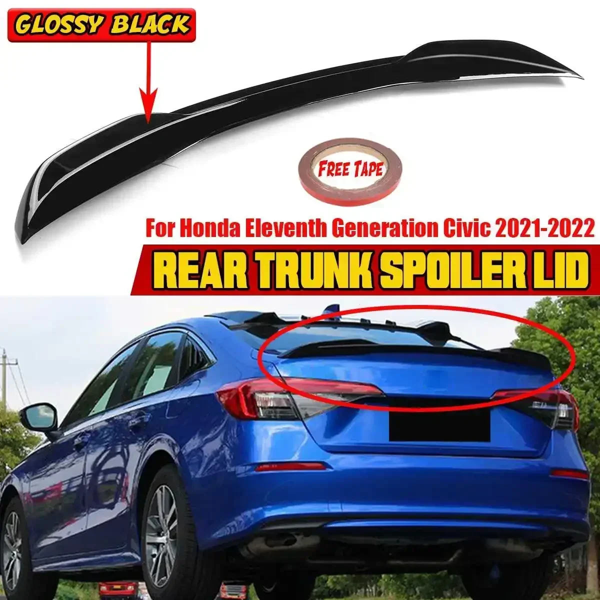 

Car Rear Spoiler Wing Lip For Honda For Civic Eleventh 11th Generation 2021-2022 Car Rear Trunk Spoiler Boot Wing Lip Body Kit