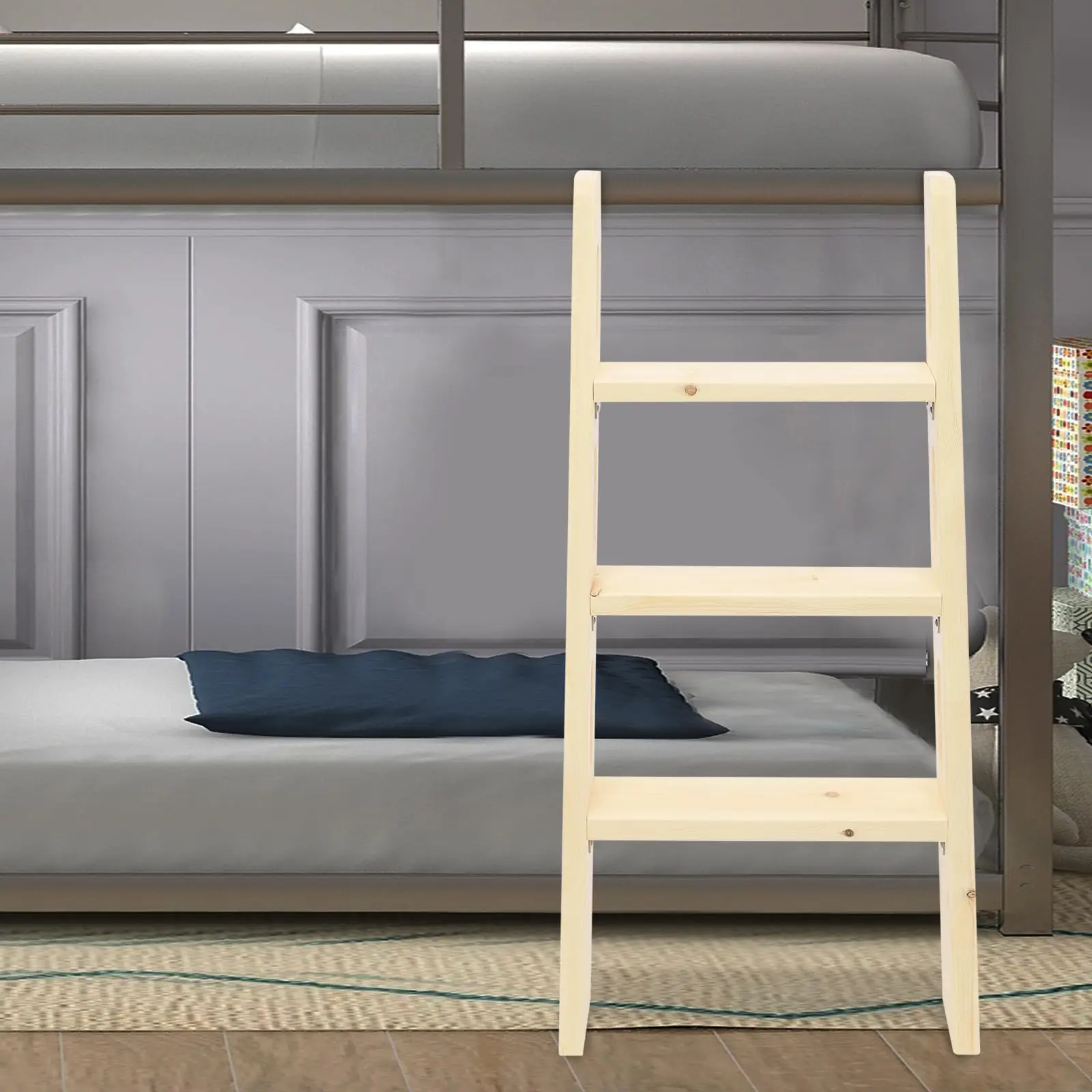 Wooden Ladder for Bunk Bed,3 Steps Heavy Duty Bed Ladder, Space-Saving Loft Ladder, Modern Wooden Step Ladder for Living Room B