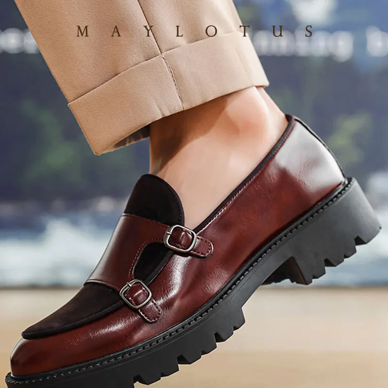 

Men's Suede Leather Monk Shoes Handmade Monk Strap Casual Business Dress Shoes for Wedding Party Summer Autumn Footwear