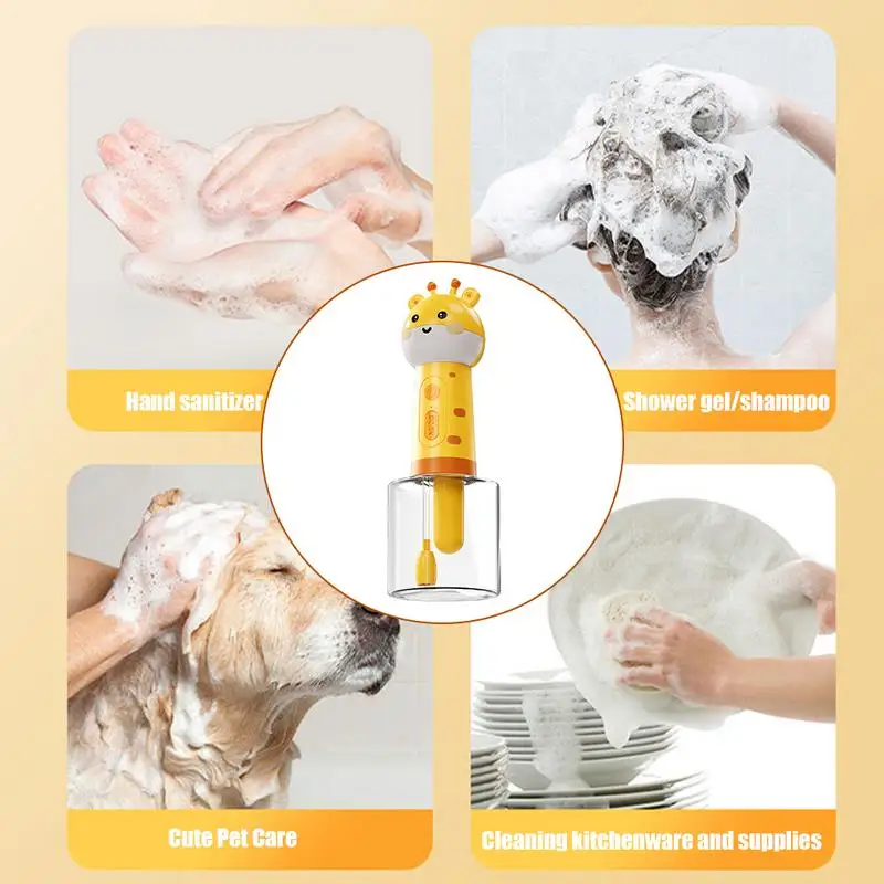 Dog Soap Dispenser giraffe bubbler Dog Shampoo Foamer Machine Handheld Foaming Pet Bathing Hair TYPE-C Charging Washing Bathroom