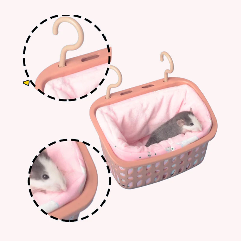 Rat Hammock for Cage Small Animal Hanging Basket Bed with Hooks Chinchilla Hideout Ferret Cage Accessories for Guinea Pig