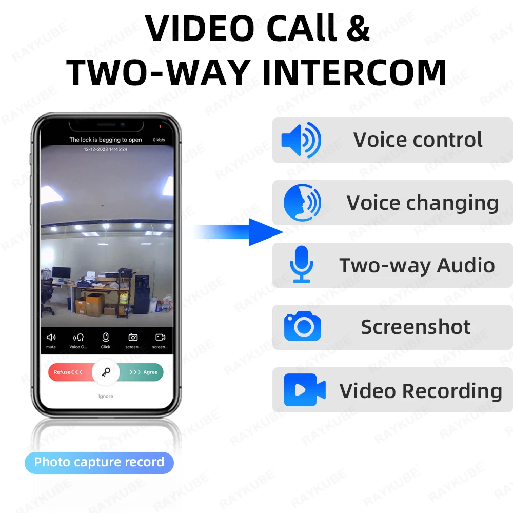 New RAYKUBE X50 Tuya WiFi 3D Face Recognition Digital Fingerprint Door Lock With WiFi Camera Remote APP Video Call 10-language