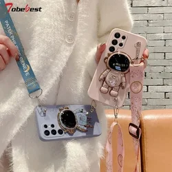 Crossbody Lanyard Astronaut Bracket Phone Holder Case For Samsung Galaxy S24 S23 S22 S21 S20 Ultra FE S10 Plus