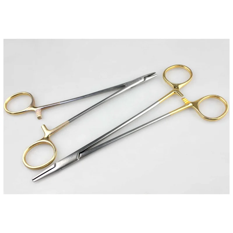 

JZ Jinzhong medical gold ring insert needle holder round gill gold handle ophthalmic surgery thoracoabdominal suture fine needle