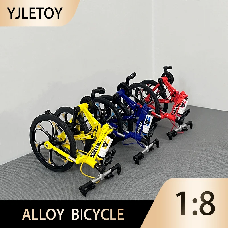 1:8 Mini Model Alloy Bicycle Foldable Diecast Decoration Metal Finger Bmx Mountain Mini Bike Simulation Gifts Toys