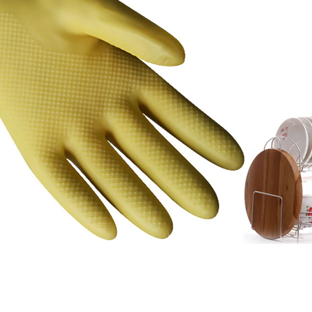 

2 пары утолщенных бытовых латексных перчаток, водонепроницаемые противоскользящие кухонные перчатки для мытья посуды, защита от чистки белья