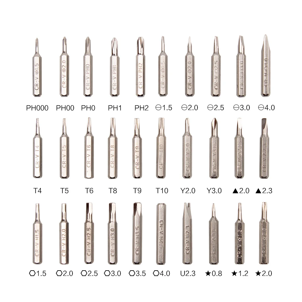 Set di strumenti di riparazione di precisione 32 1 cacciavite 2 pinzette in acciaio inossidabile con kit di utensili manuali a gomito dritto nell'imballaggio in borsa