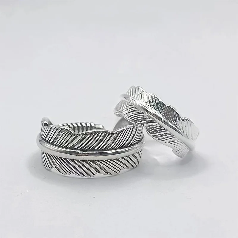 الرجعية الملاك الحارس ريشة الدائري للرجال النساء الشرير القوطية قابل للتعديل حلقة مفتوحة للجنسين مجوهرات اكسسوارات هدية لعشاق