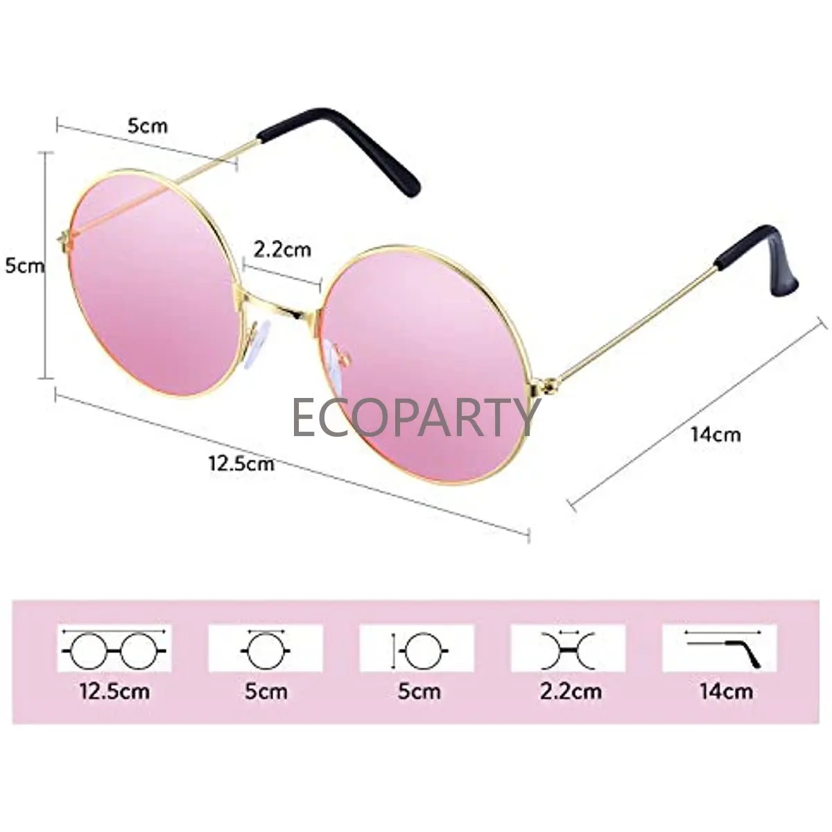 3 stück Hippie Zubehör Set Frieden Zeichen Perle Halskette, Blume Krone Stirnband, Hippie Sonnenbrille Party Kostüm für Frauen