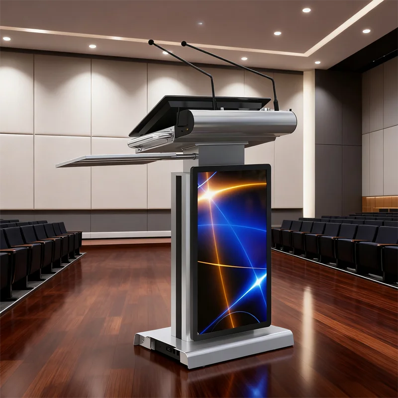 21.5-Inch Smart Multimedia Lectern Pulpit Stand with Touch Screen Mic for Conferences and Teaching Educational Equipment