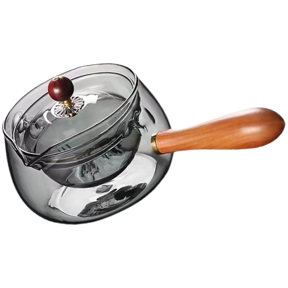 

Side Handle Glass Tea Kettle Filter Pots Infuser Strainer Retro Teapot Stainless Long Service Wood Material Household