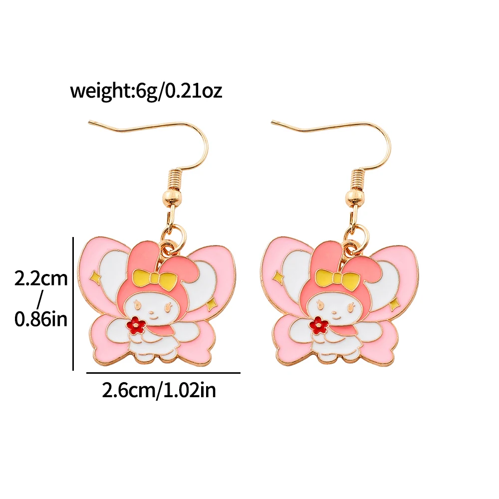 Sanrio Cartoon Series Earrings kawaii My Melody Kuromi Hello Kitty Earrings Girls Birthday Party Jewelry Accessories Gifts