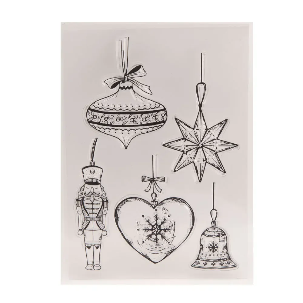 Christmas Bell Snowflake Clear Stamps for Card Making, Transparent Silicone Seal Stamps for DIY Scrapbooking Album Craft T2018