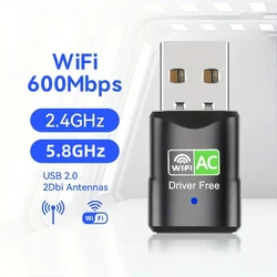 USB Wifi Adapter 600Mbps Wi fi Adapter 2.4G&5.8GHz USB Ethernet PC Wi-Fi Adapter Lan 300Mbps Wifi Dongle AC Wifi Receiver