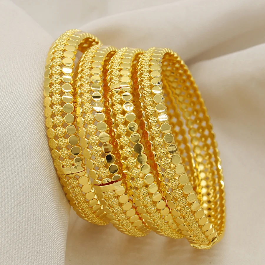 Middle East 1pcs Copper gold-Plated Bangles Dubai Fashion Jewelry For Summer Women Party Gift