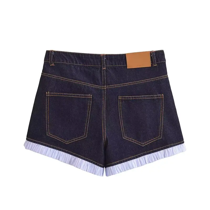 Sommer 2025, lässige Damen-Jeans mit hoher Taille und weitem Bein, Orts Waed Splicing, vielseitiger Denim, Orts Faion Design Sensation