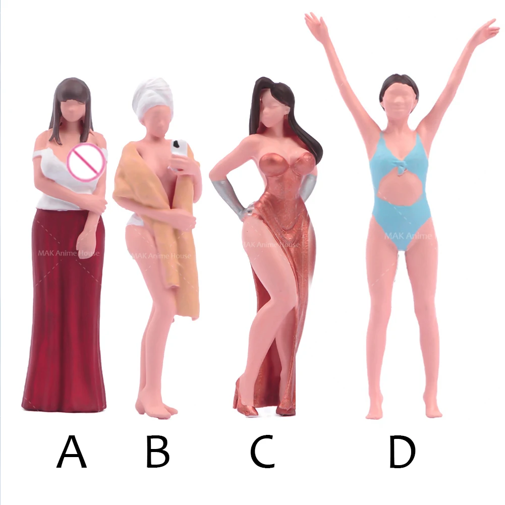 Painted Miniatures 1/87 1/64 1/43 1/24 1/18 Sexy Modern Bikini Dress Dathing Beauty Scene Figure Model Creative Scene Doll Toys