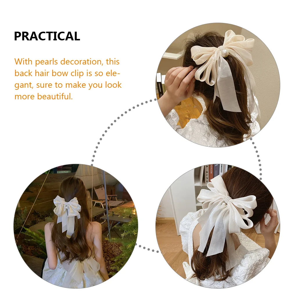 

2Pcs Pearls Hair Bows Clip Elegant Back Barrettes Women Girls Fashion Hair Accessories Bow Hairpins Styling Decorative Clips