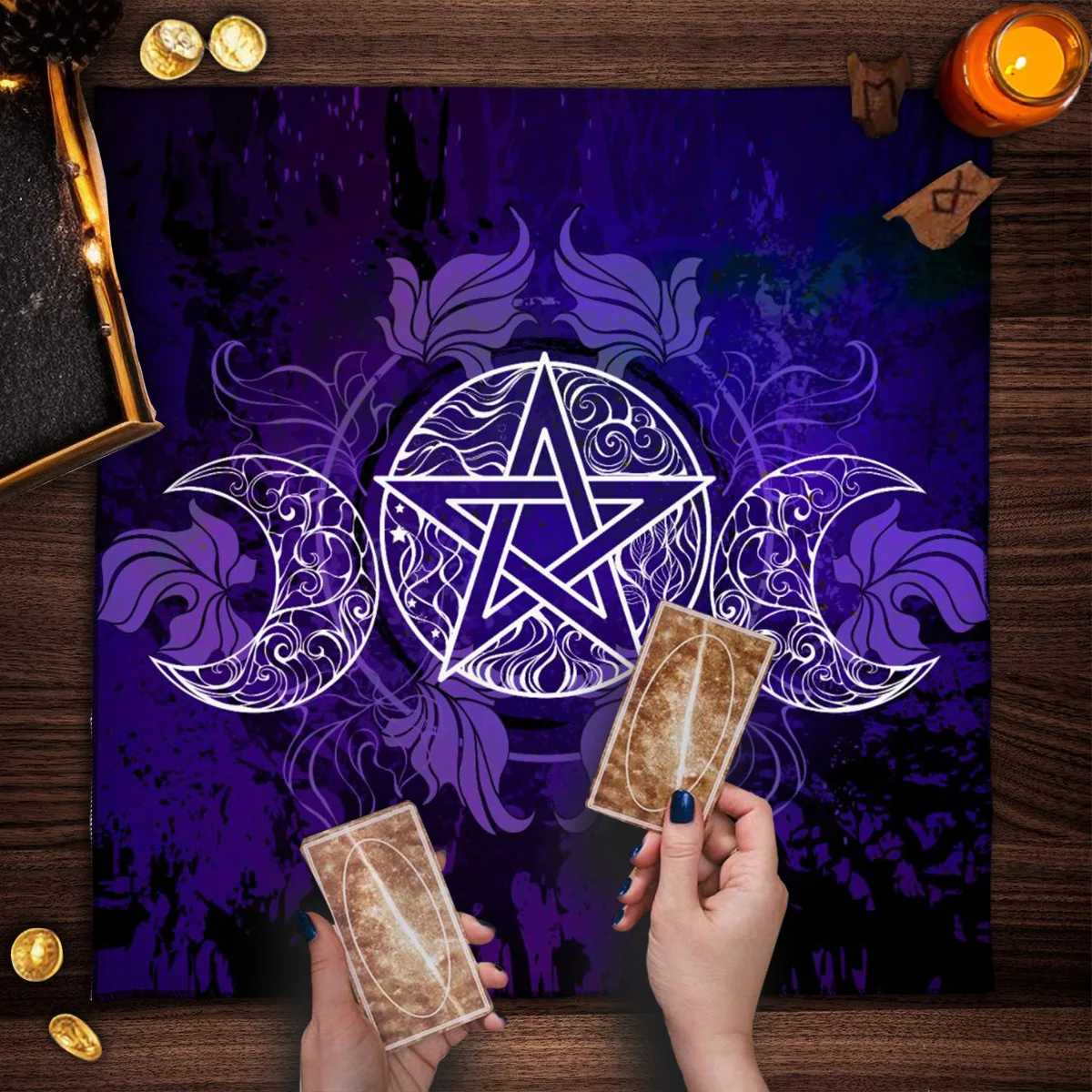 Triple Moon Tarot Card Tablecloth Altar Cloth Spread Tarot Reading Cloth Board Game Card Pad Home Decor