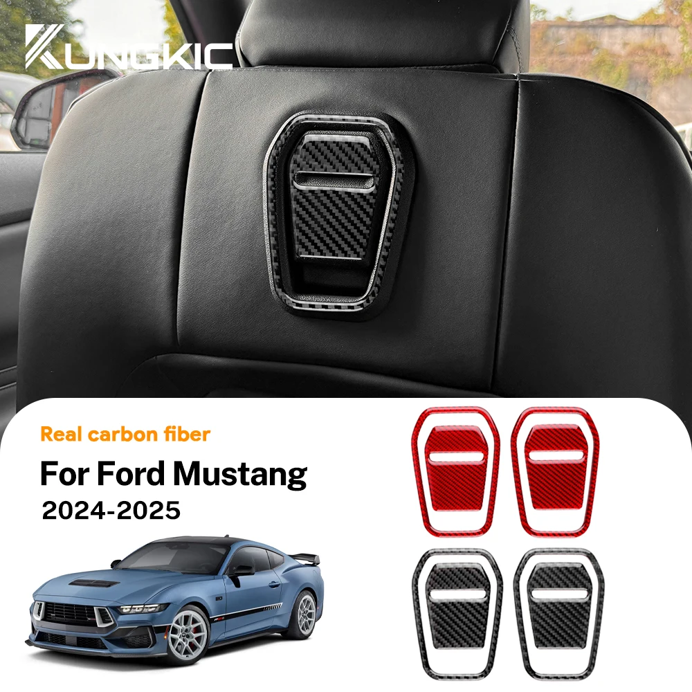 Real Soft Carbon Fiber Sticker for Ford Mustang GT Dark Horse EcoBoost 2024 2025 LHD RHD Car Seat Handle Decor Interior Trim