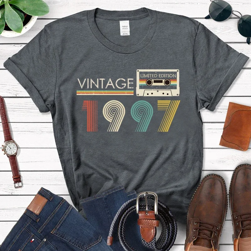 Vintage 1997 Limited Edition Audiotape Women Graphic T Shirts Retro Made In 1997 26th Birthday Party Top Mom Gift Female Tshirts