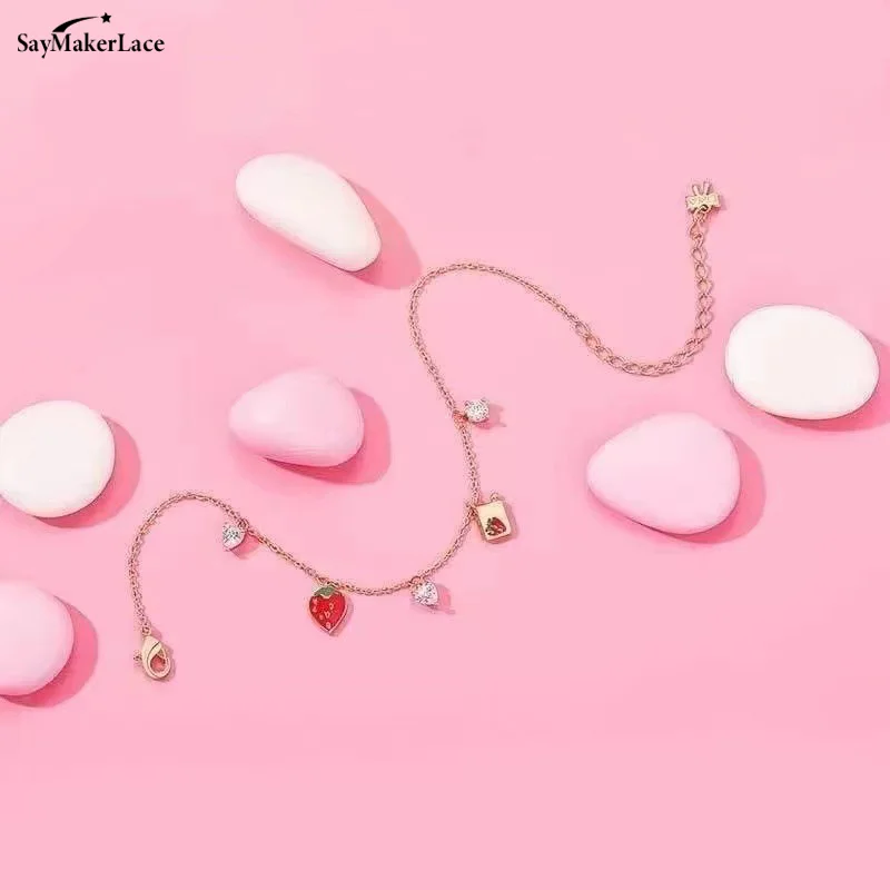 Exquisite Strawberry Bracelets For Women Girls Minimalist Sweet Cute Adjustable Bracelets Jewelry Accessories Gifts