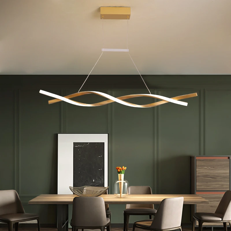

Modern Led Chandelier Dimmable Black Gold for Dining Room Kitchen Living Room Bedroom Pendant Lamp Indoor Lighting Decor Fixture
