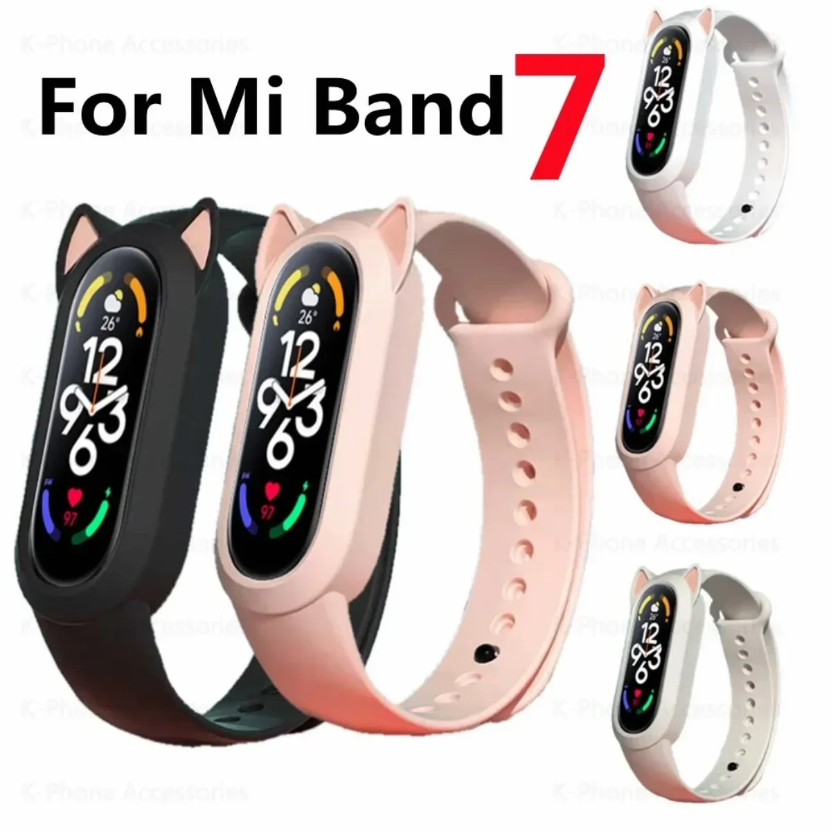 Strap For Xiaomi Mi Band 8 7 6 5 4 Soft Silicone Sport Bracelet Cartoon Smart Watchband Belt For MiBand 5 6 7 Band7 Wrist Straps