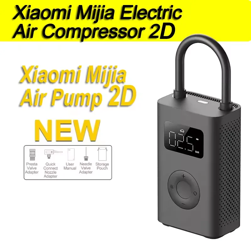 Новинка 2025 года, надувной воздушный компрессор Xiaomi Mijia Treasur 2D 2000 мАч, портативный надувной воздушный насос 2D для велосипеда, автомобиля, мотоцикла, мяча