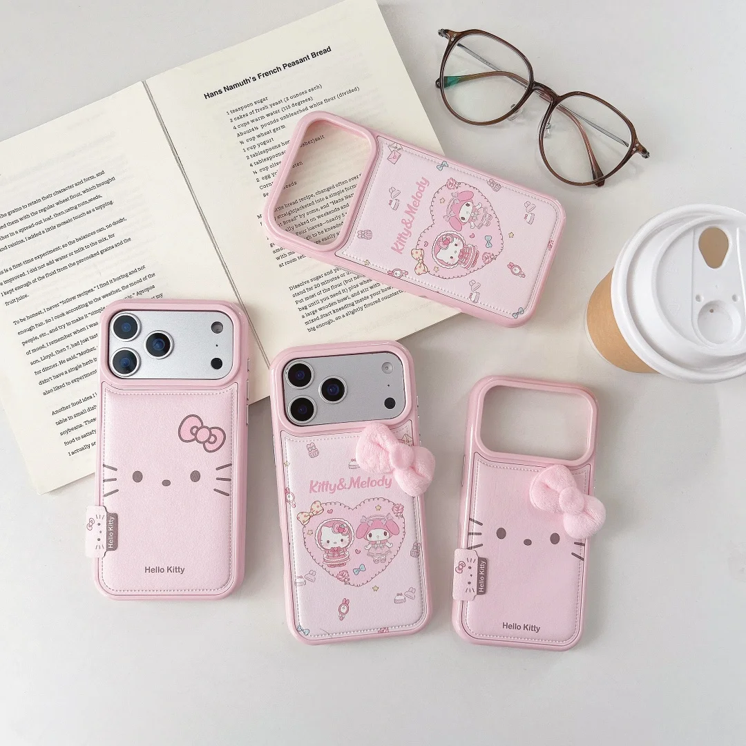

Kawaii Pink Creative Bowknot kitten Melody Cartoon Cute label Phone Case For iPhone 17 16 15 14 13 Pro Max Plus soft TPU Cover﻿﻿