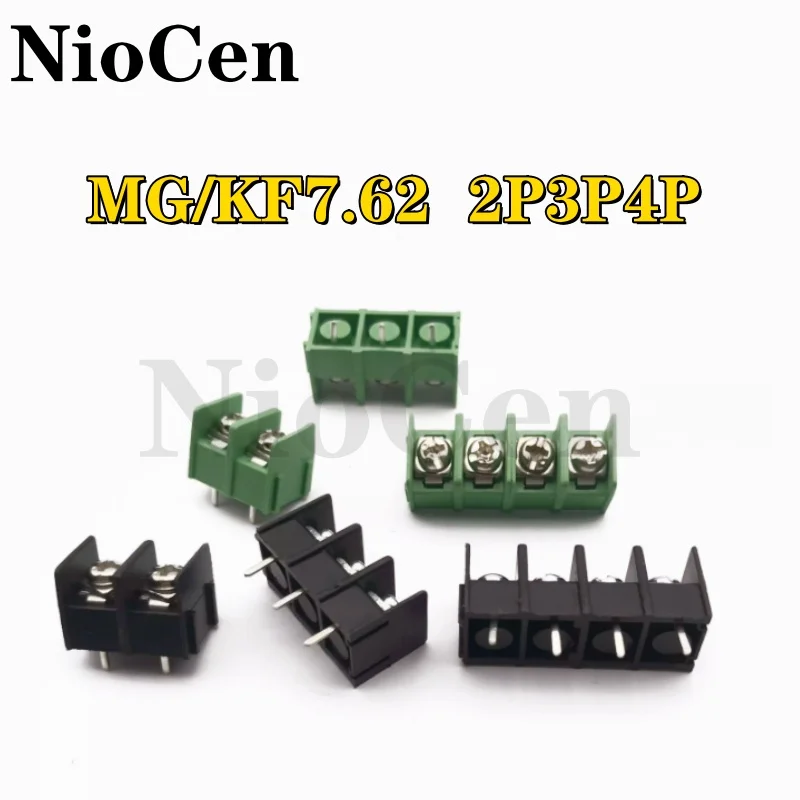 （10pcs） 7.62mm KF7.62-2P 3P 4P MG762-2 3 4 Pin Can be spliced Screw Terminal Block Connector Black Green 7.62mm Pitch