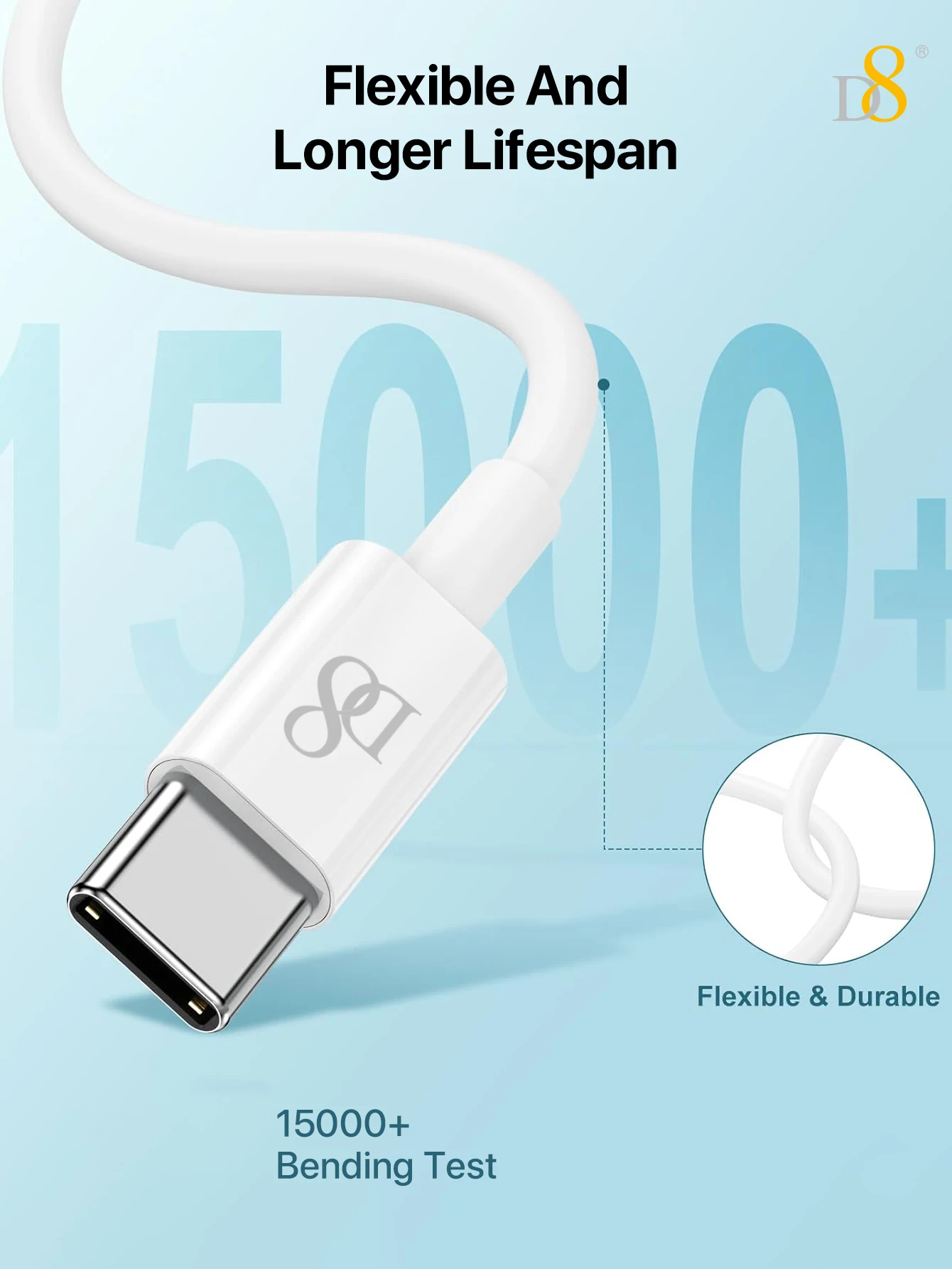 كابل D8 60W USB-C إلى USB-C، مادة TPE ناعمة، بطول 3.3 قدم و0.8 قدم مع سلسلة مفاتيح، مناسب لهاتف iPhone16/16Pro/16Pro Ma