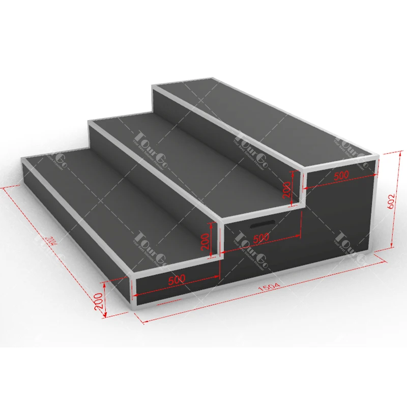Custom Performance Party Event Portable Detachable Aluminum Portable Chorus 3 Steps Stair for Stage