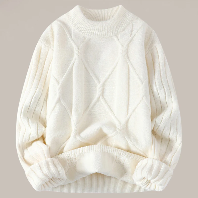 

Men's Knitted Sweater Half High Collar Fleece Lined Thickened Student Style Fashionable Base Layer Shirt Winter Season Casual...