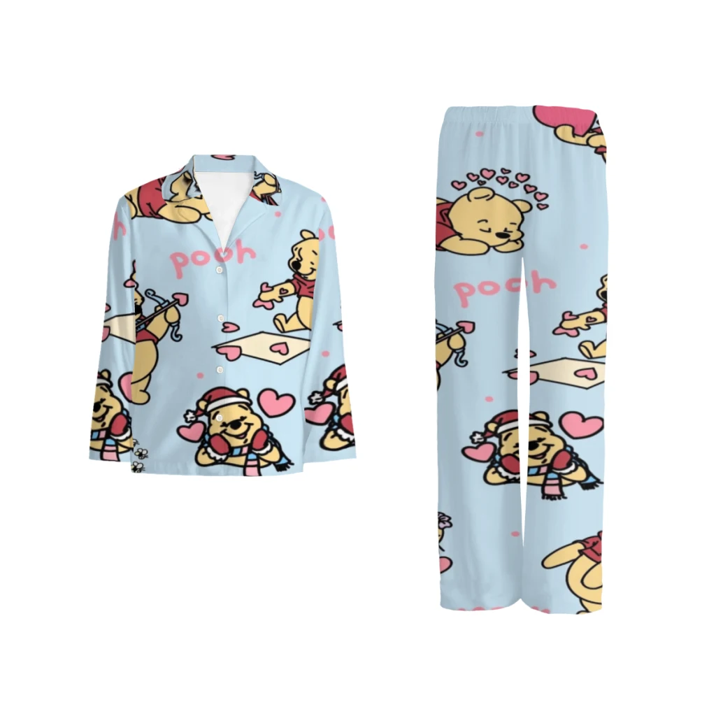 

Disney Cotton pajamas set for men and women, long-sleeved strawberry doll print casual pajamasDisney