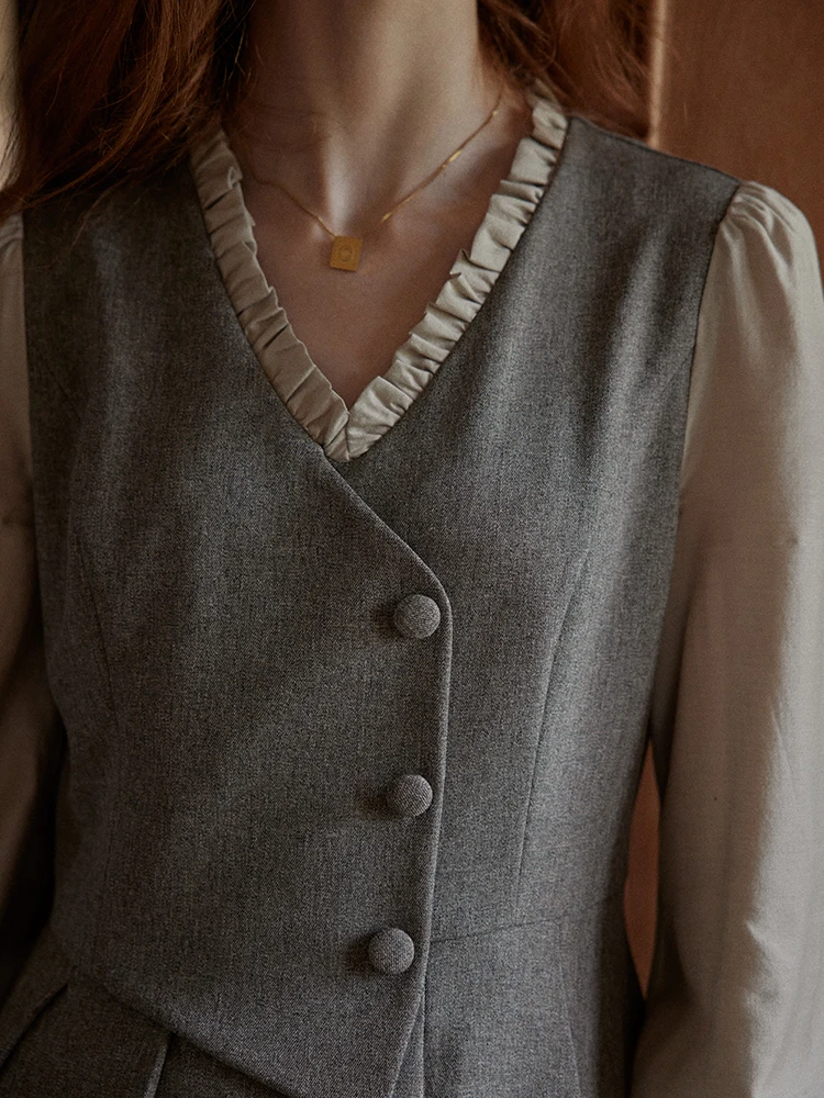 C.PAIA لطيف موكا ريترو وهمية قطعتين الدكتور عالية الخصر ألف خط تنورة طويلة Sve فقاعة Sve البوليستر دنة المرأة الدكتور