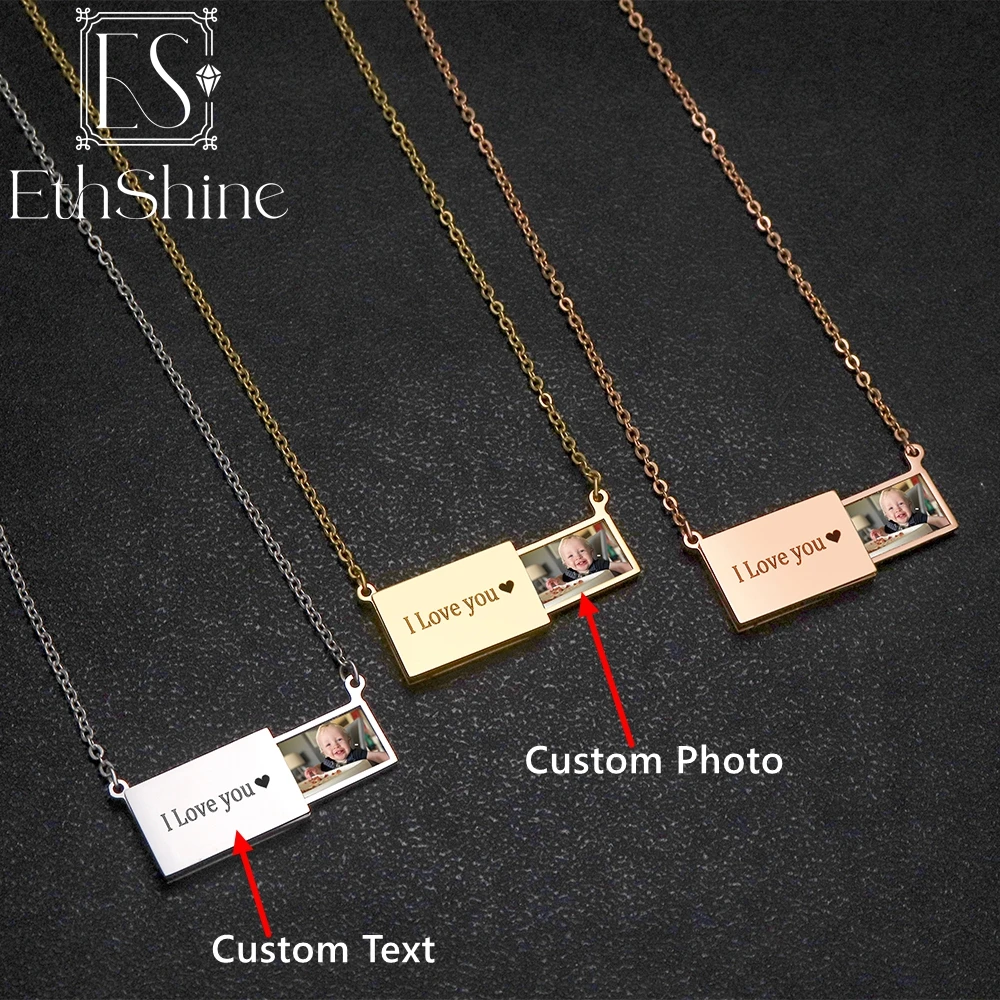 

Персонализированное ожерелье-медальон-конверт для женщин, ювелирные изделия с фотографией на заказ, подарок из нержавеющей стали для друзей, пары