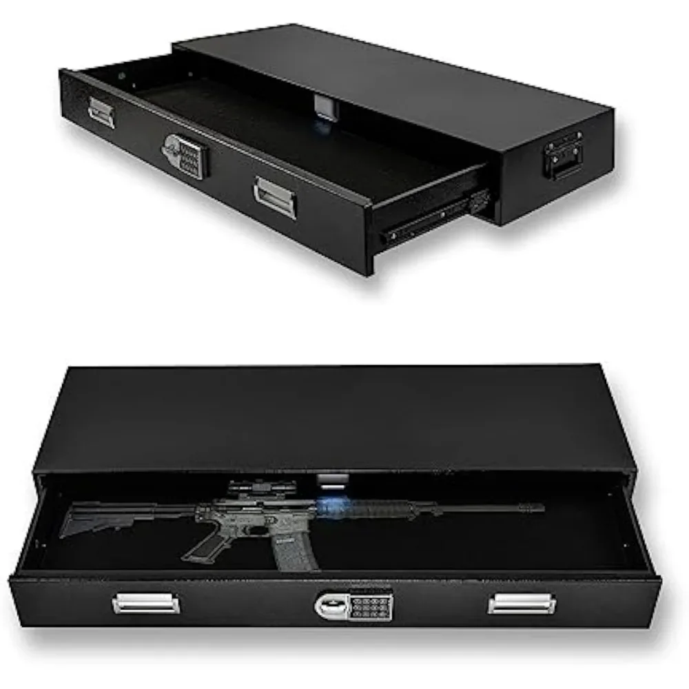 Under Bed Gun Safen ,Car Trunk Gun Storage,Long Rifle Safes for Home AR Rifle and Pistols, Horizontal and Vertical Gun Safe