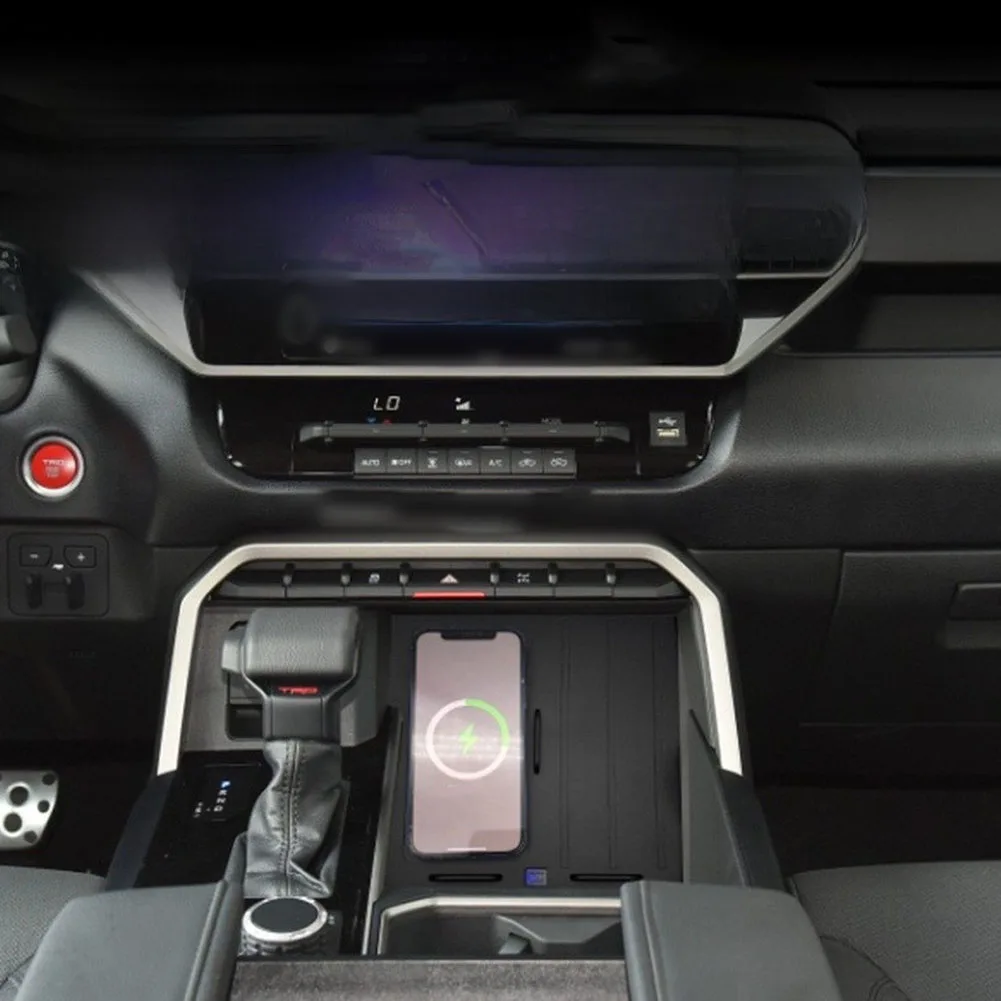 15W Wireless Charging Console Mount for Toyota For tundra 2022 2023 2024 For Sequoia 2022 2023 2024 with AI Overheat for