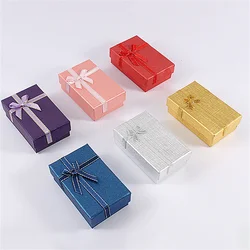 Jewelry Box Bow Ribbon Simple Exquisite Gifts Packaging Earrings Ring Necklace Bracelet Storage Jewelry Organization Display Box