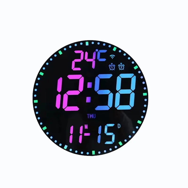 

A74E-Modern Digital Electronic Calendar Clock - Colorful Intelligent Wall Decor Clock For Living Spaces, Model B