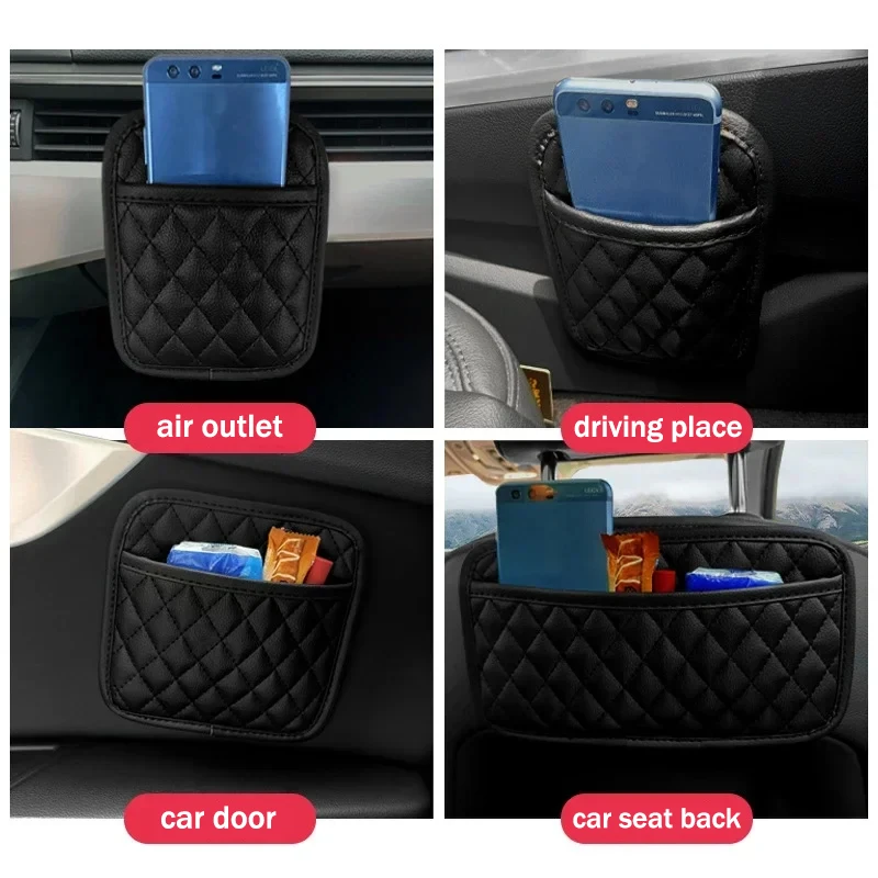 منظم وحدة التحكم المركزية للباب الخلفي لجيب تخزين السيارة من جلد البولي يوريثان للأشياء الصغيرة وحقيبة تخزين السيارة العالمية لجميع المركبات #4