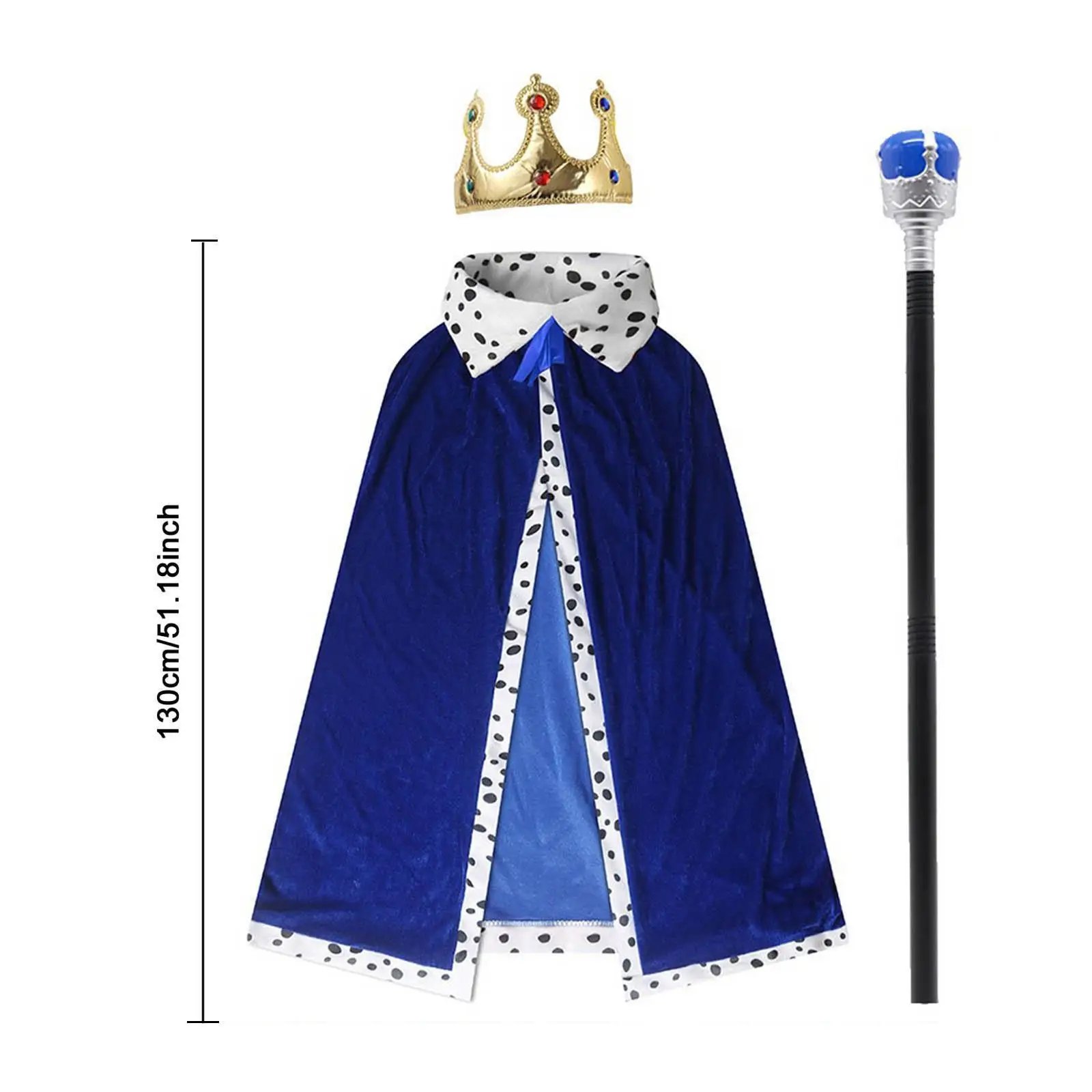 King Robe Crown Costume Set with Stick Sturdy Queen Robe for Stage Performances