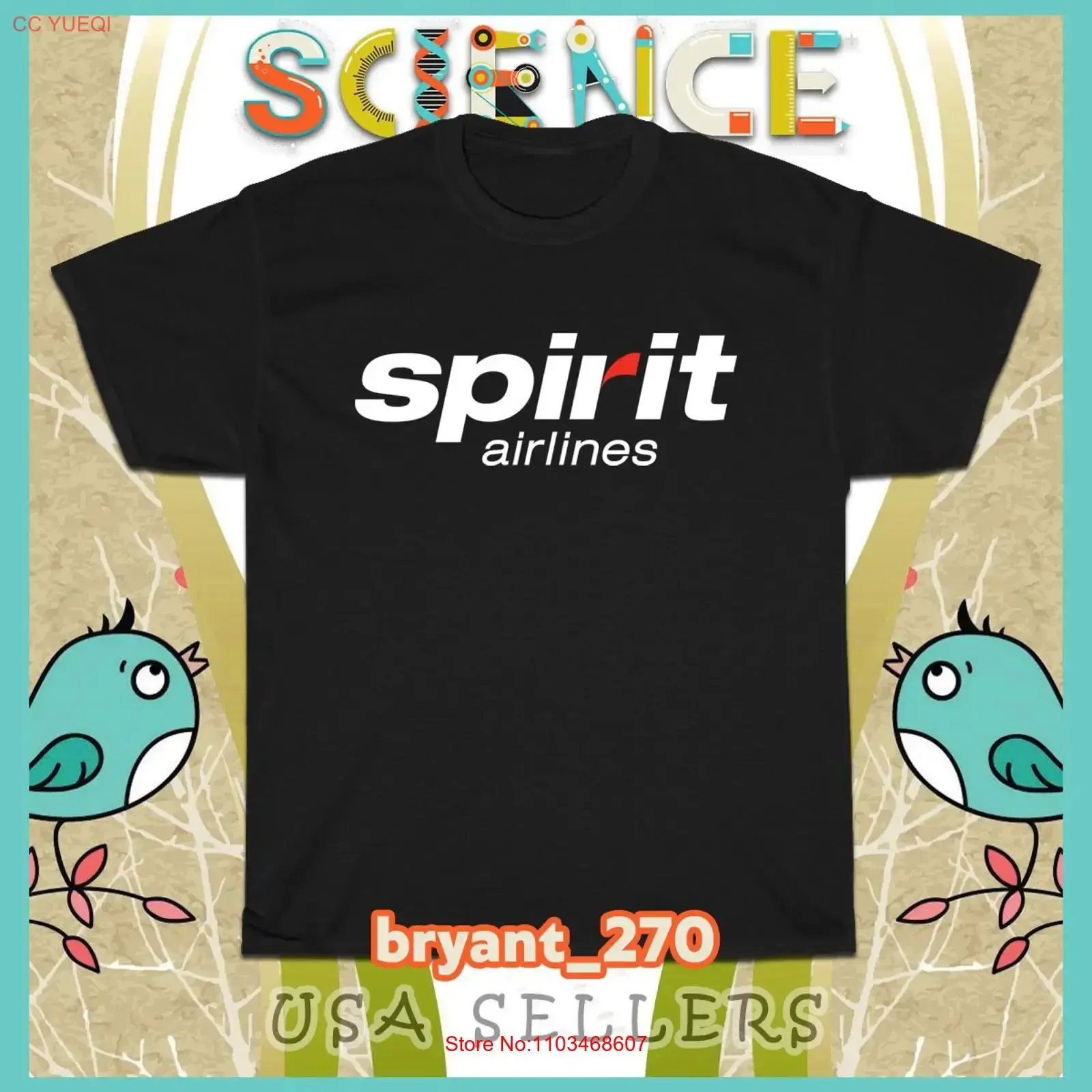 Camiseta con logotipo de Spirit Airlines Low Cost Airfare para hombre, talla americana, estilo vintage, gráfico lavado, transpirable, a la moda, versátil