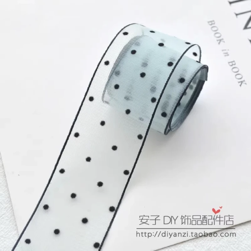 5 متر/وحدة 25 مللي متر/38 مللي متر نقطة سوداء الأورجانزا شريطة من الدانتيل Craft بها بنفسك الحرفية لتعبئة القوس الملابس الخياطة ملحق عيد الميلاد الشيفون الشريط