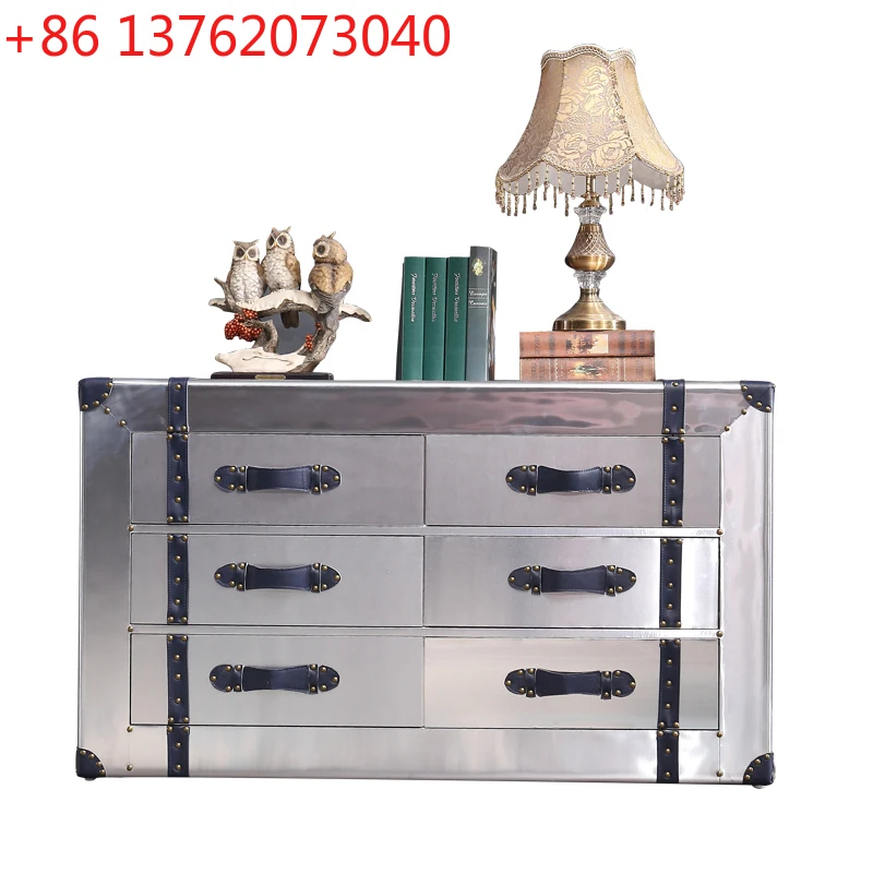 

Medieval style chest cigar bar, retro style creative six pumping chest metal aluminum leather creative locker