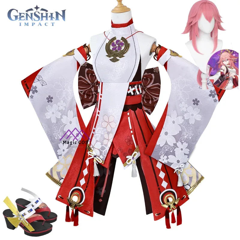 

Игра Genshin Impact Yae Miko Косплей Костюм Новая Униформа Парик Косплей Аниме Китайский Стиль Хэллоуин Одежда для Женщин Comic-Con