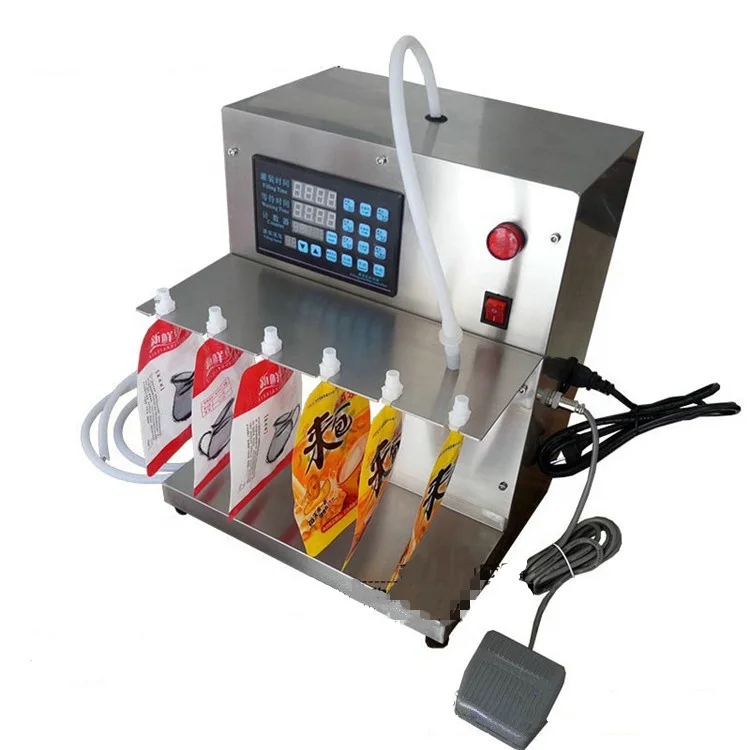 Máquina de llenado de boquillas de comida para bebés, jugo, detergente líquido, bolsa de bebidas vertical manual semiautomática