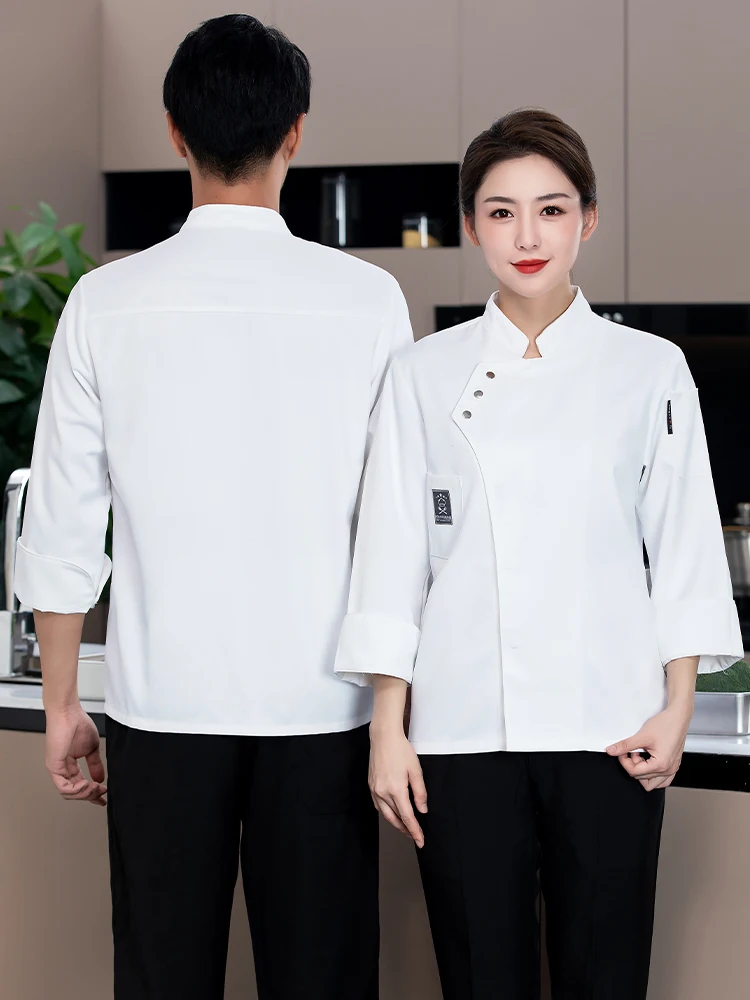 Ropa de cocina para comida, chaqueta de cocinero para restaurante, monos de camarero de panadería, uniforme de Chef de Catering, abrigo de Chef de manga larga para talla grande